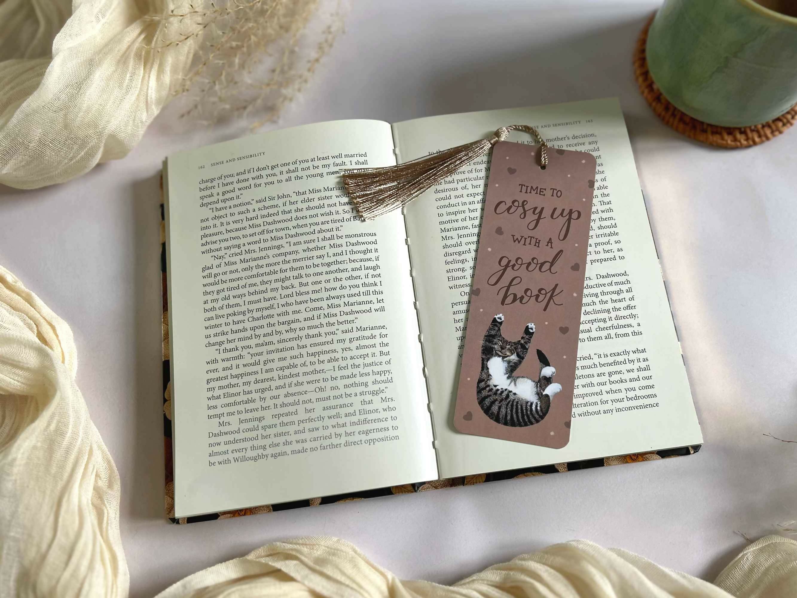 Tabby Cat Bookmark Beige