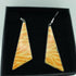 Yellow Triangular Enamel Earrings with Tangerine Orange Stripes