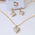 Cream Marbled Enamel Gold Heart Charm Necklace on a Gold Plated Chain