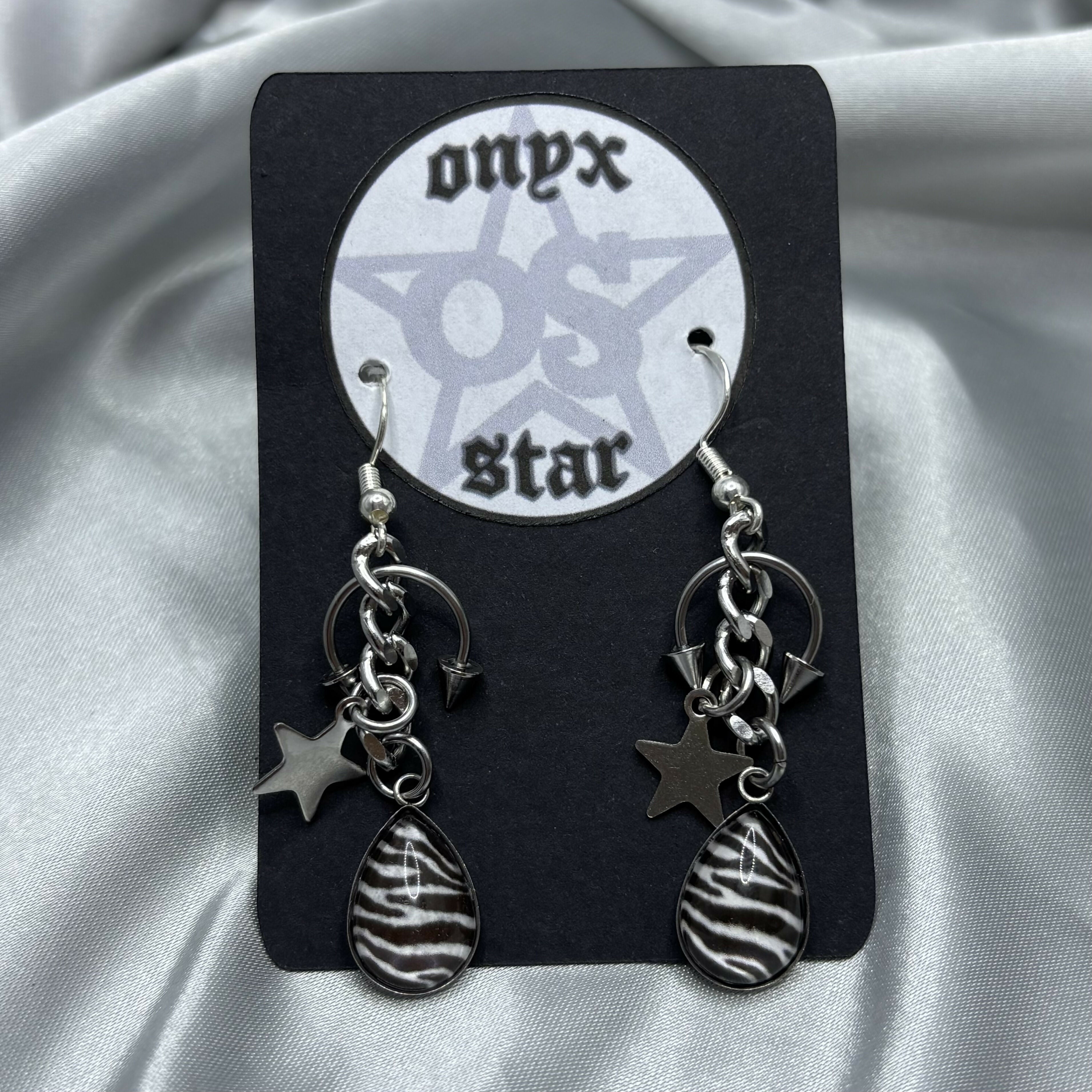 Zebra Pierced Dangle Earrings