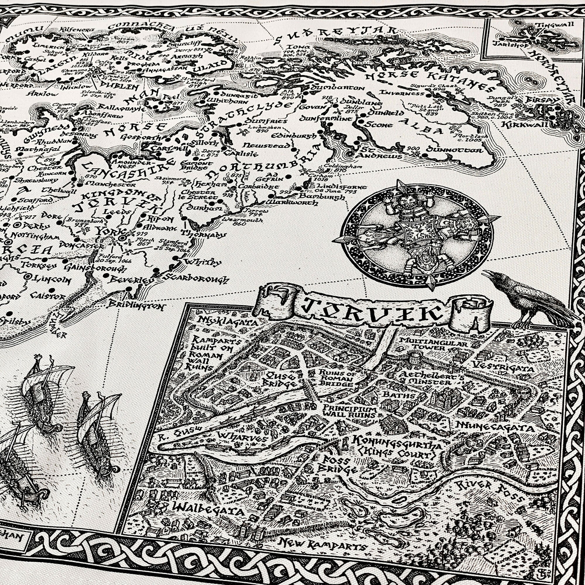 Viking Britain Map Tea Towel