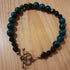 Bronze Toggle Catch Bracelet with Faceted Navy Blue Goldstone and Chrysocolla.