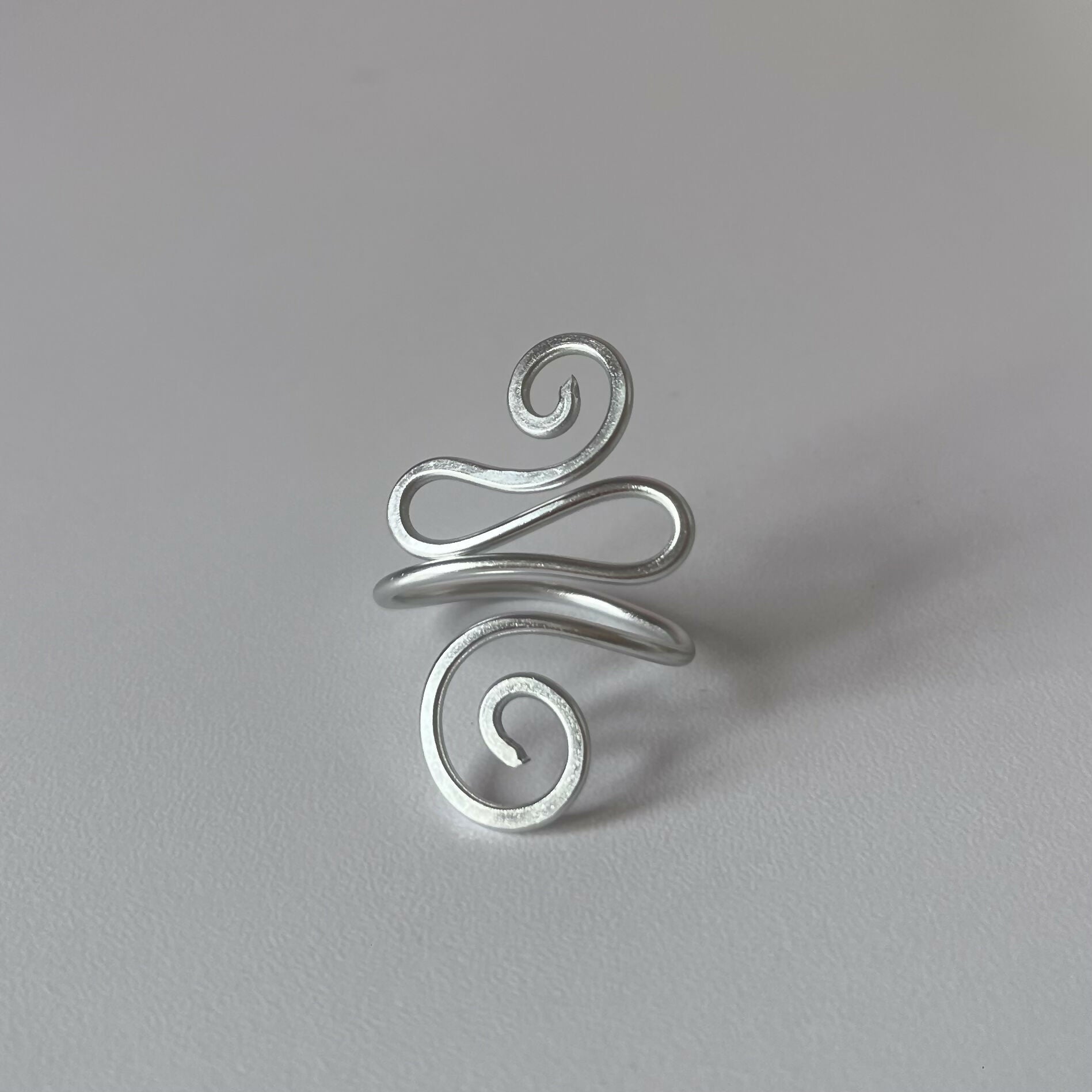 Whimsical Swirling Aluminium Ring In Silver