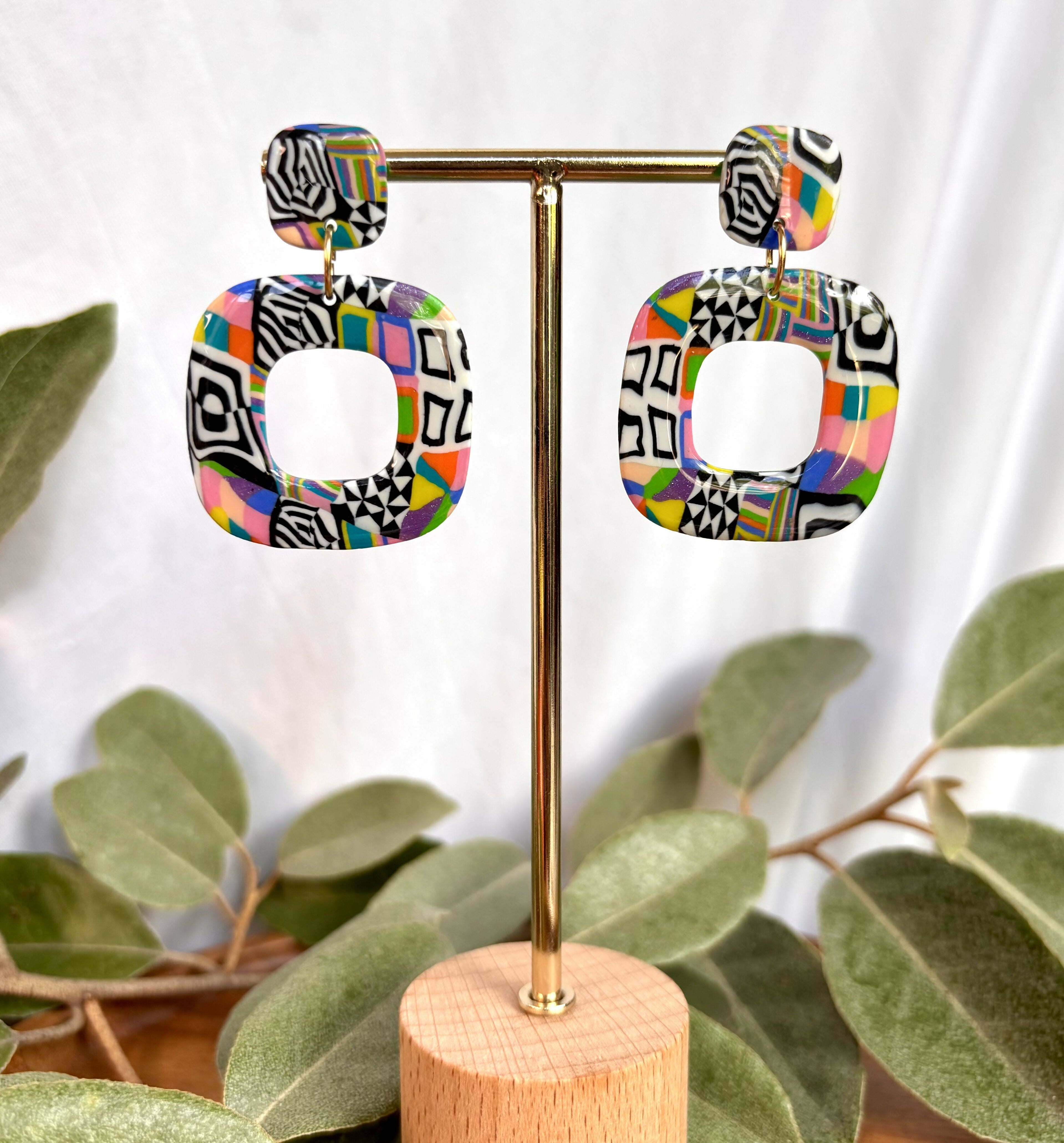 Funky Pattern Collection - Square Polymer Clay Earrings