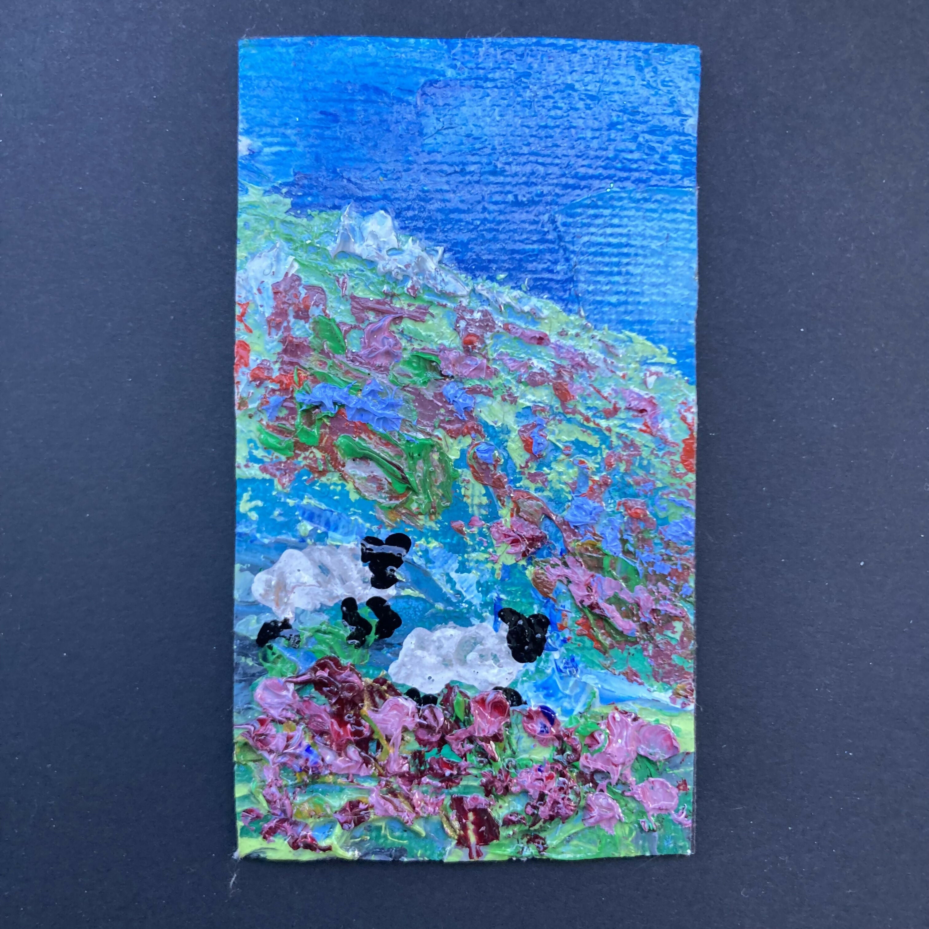 2 Sheep Oil Painting Mini Canvas Fridge Magnet