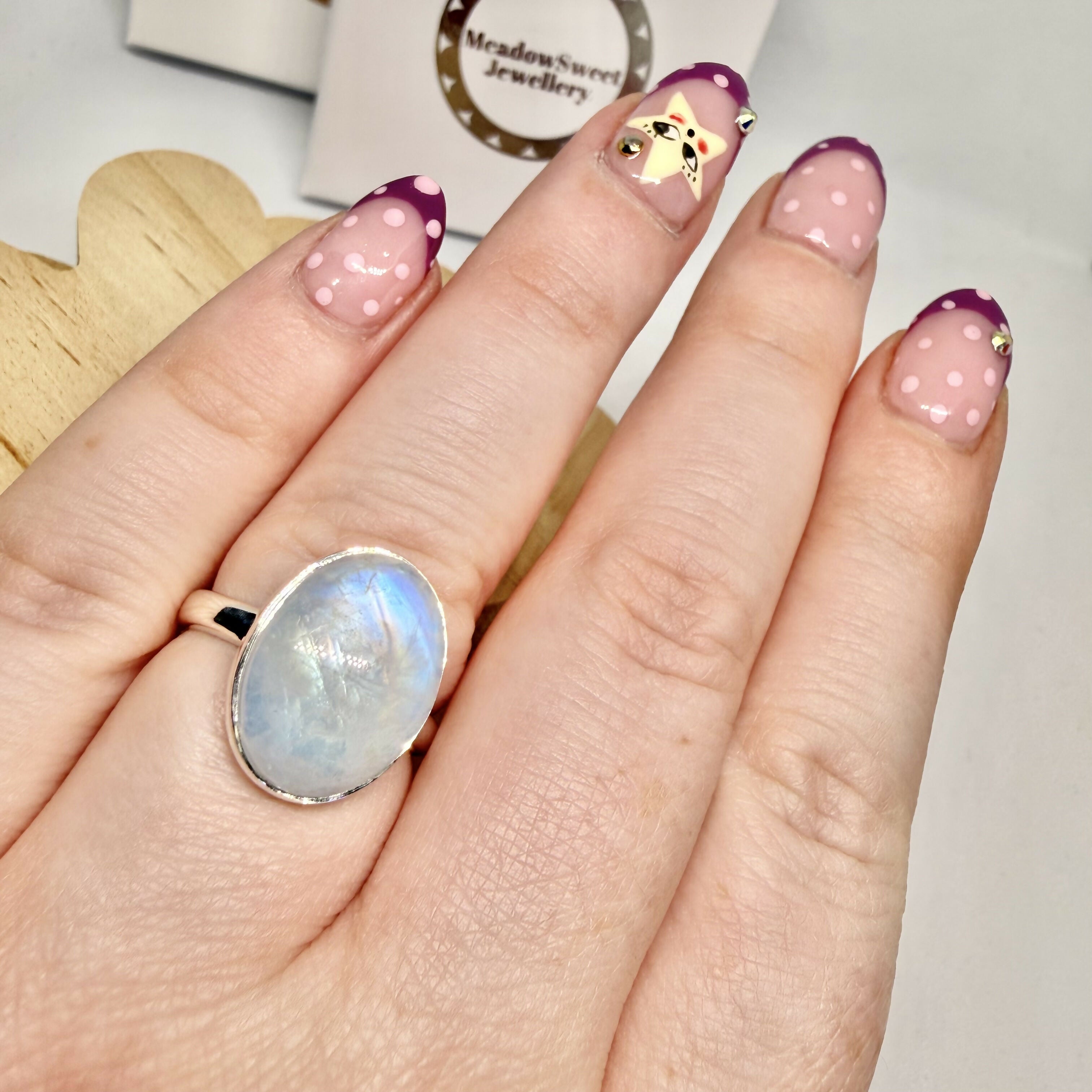 BLUE MOONSTONE RING SIZE Q