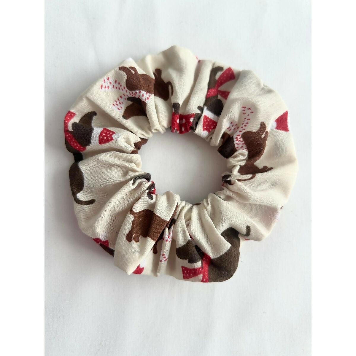 Cream Dachshund Christmas Hair Scrunchie