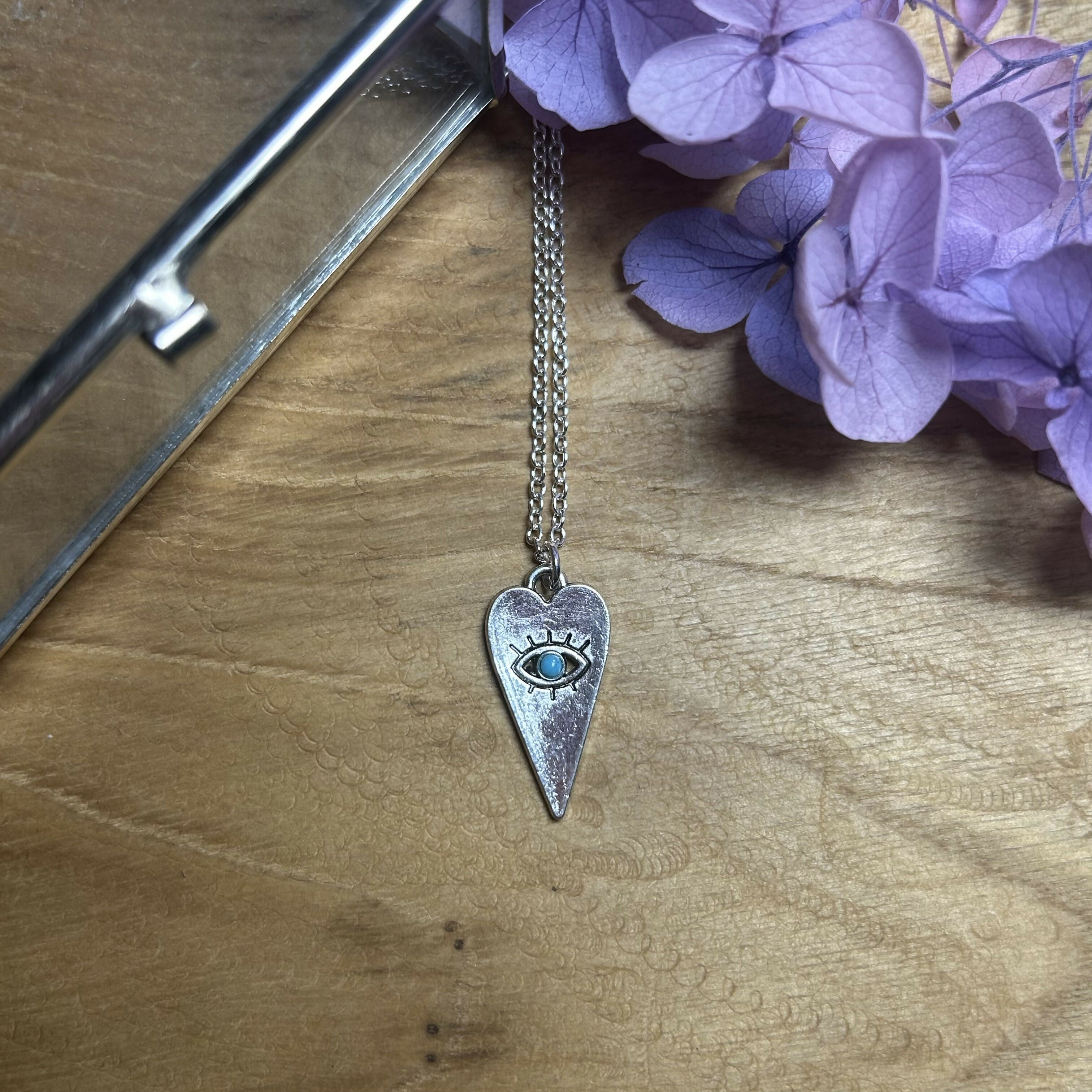 Lovely Heart & Evil Eye Pendant Necklace