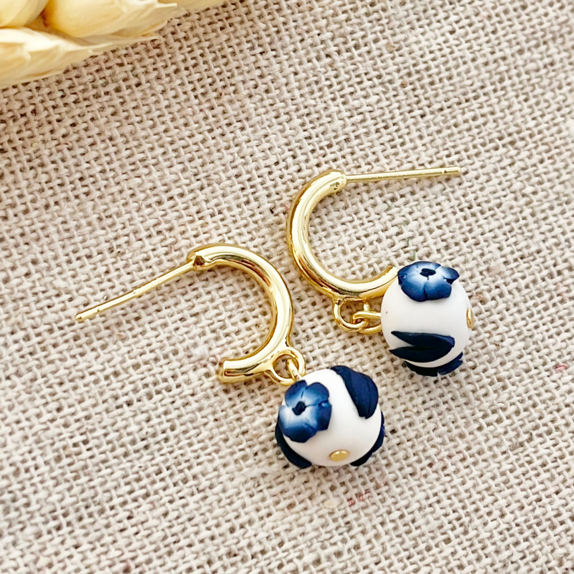 Blue China No. 9 - Handmade Polymer Clay Earrings