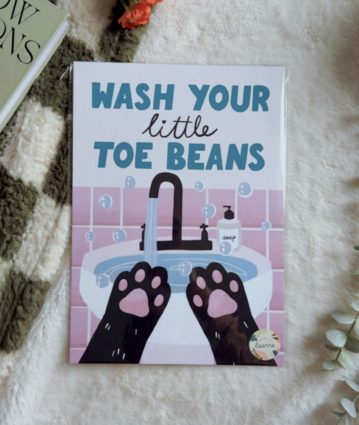 Wash Your Little Toe Beans Cat Print