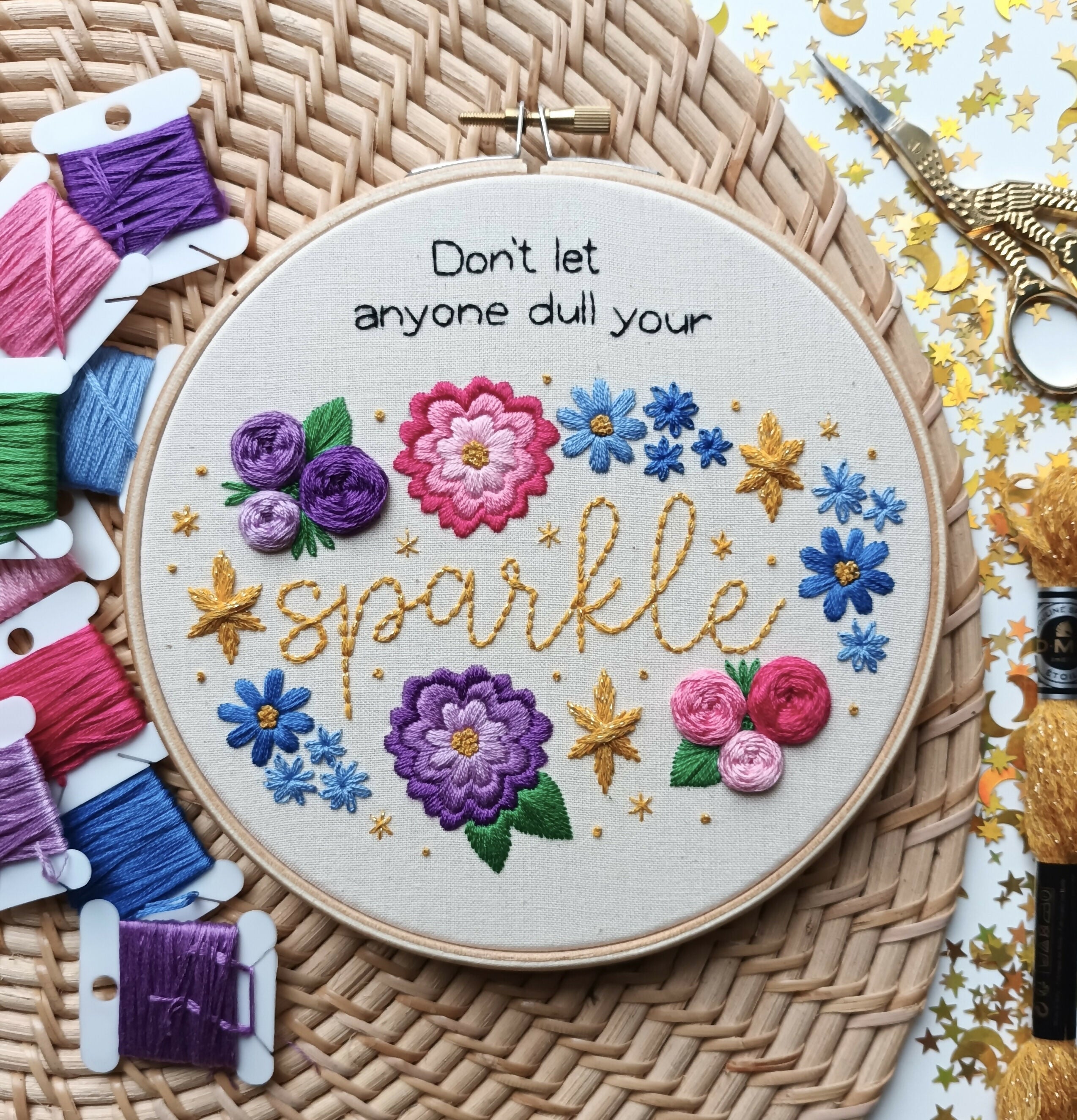 Preprinted embroidery pattern for beginners - Sparkle