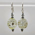 HAND LAMPWORKED ETCHED DROP GLASS EARRINGS, WITH STERLING SILVER EAR WIRES AND SWAROVSKI CRYSTALS.