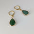 Green Jade Faceted Teardop Gold Plated Huggie Earrings