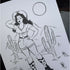 Pin-up Cowgirl - Illustrated Black and White Print