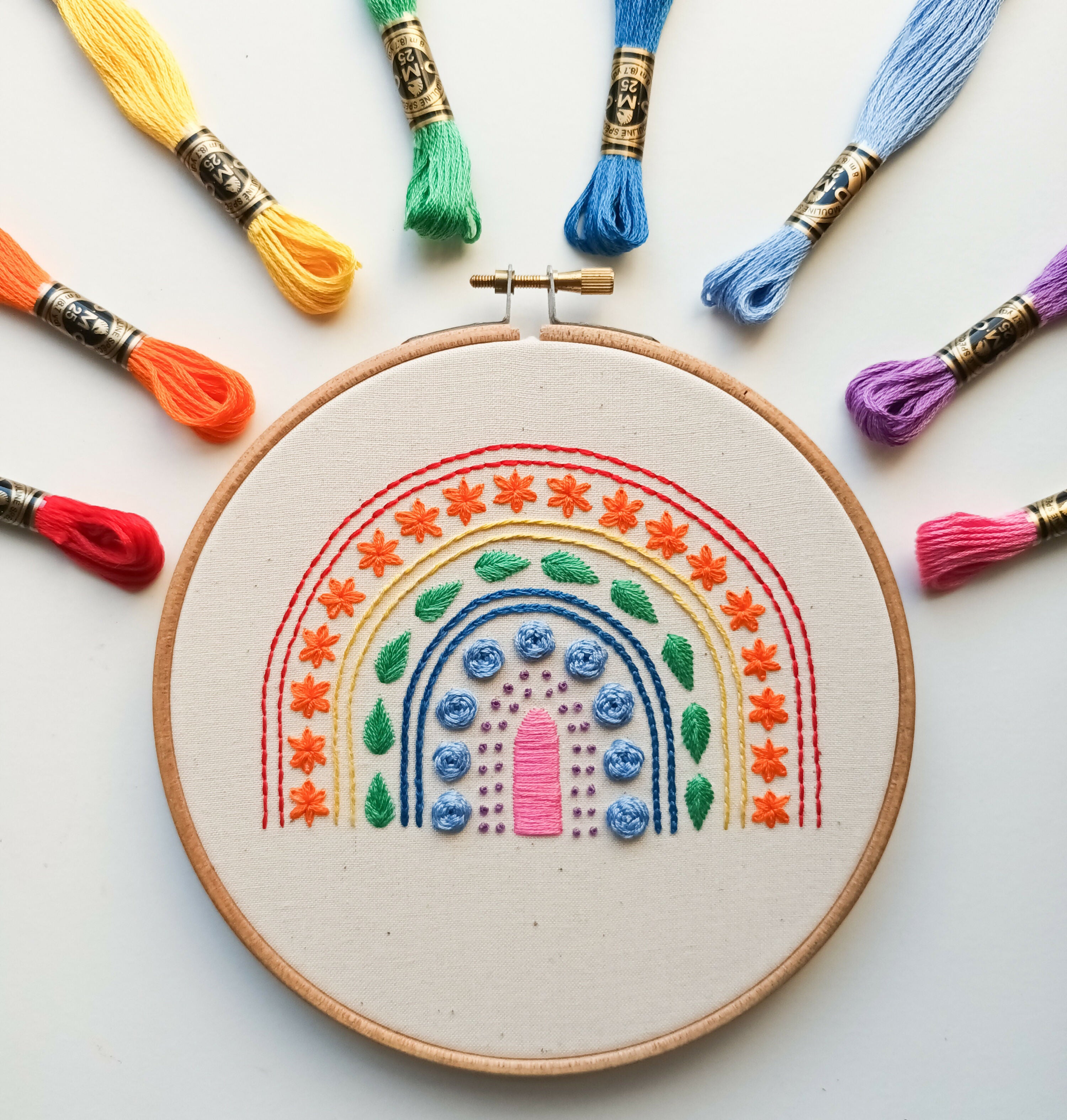 Preprinted Embroidery Pattern For Beginners - Rainbow