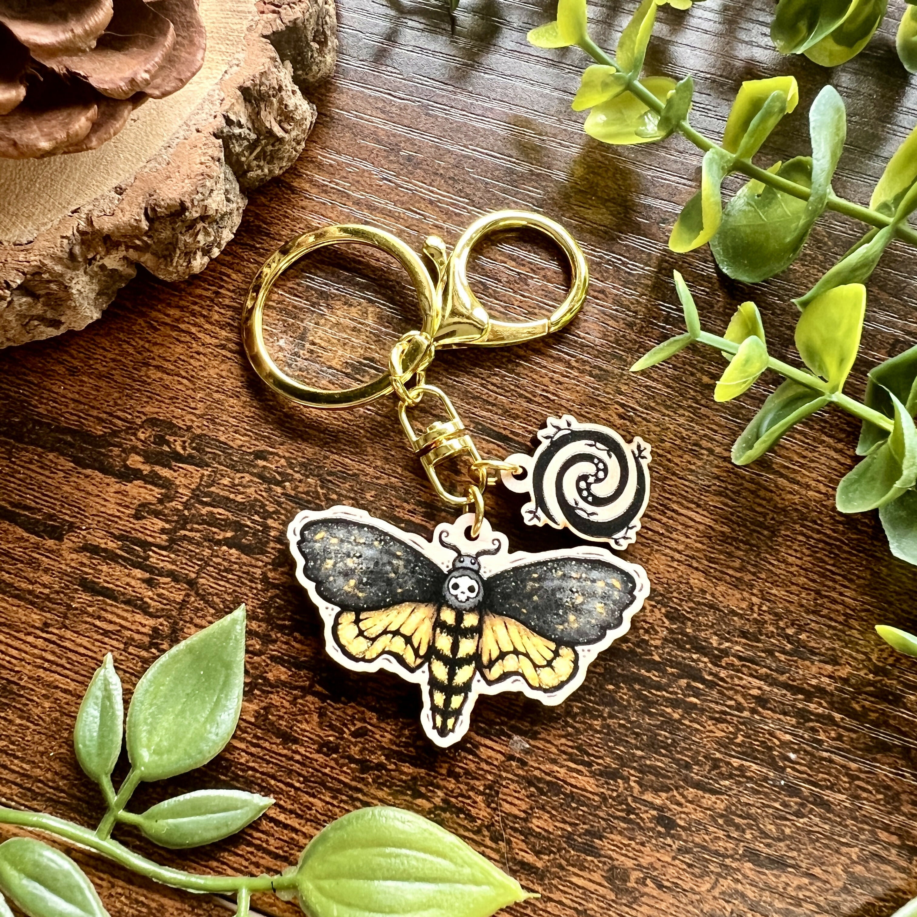 Death Moth Keyring | Maple Wood Accessory | Art & Soul