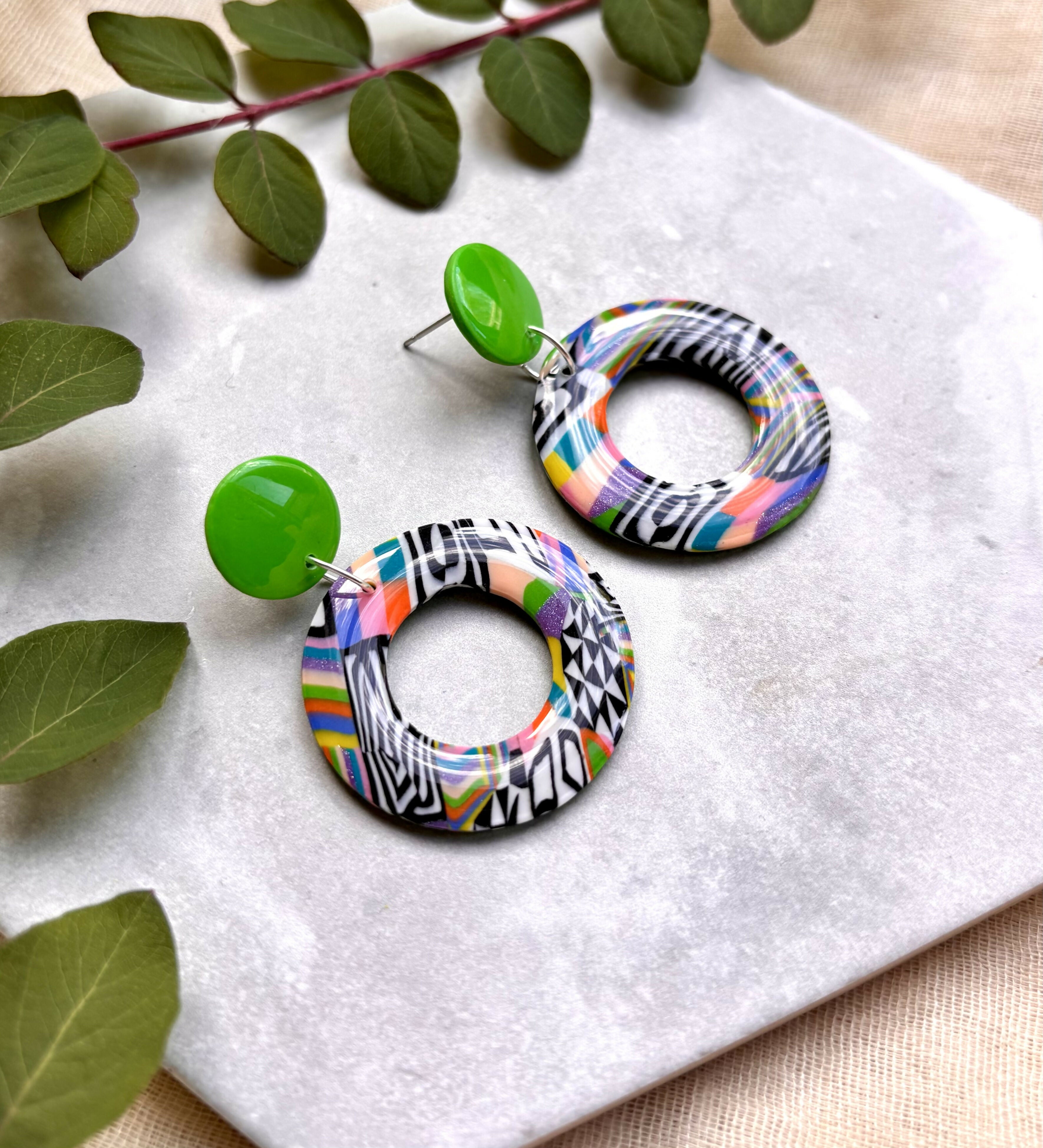 Funky Pattern Collection - Doughnut Polymer Clay Earrings