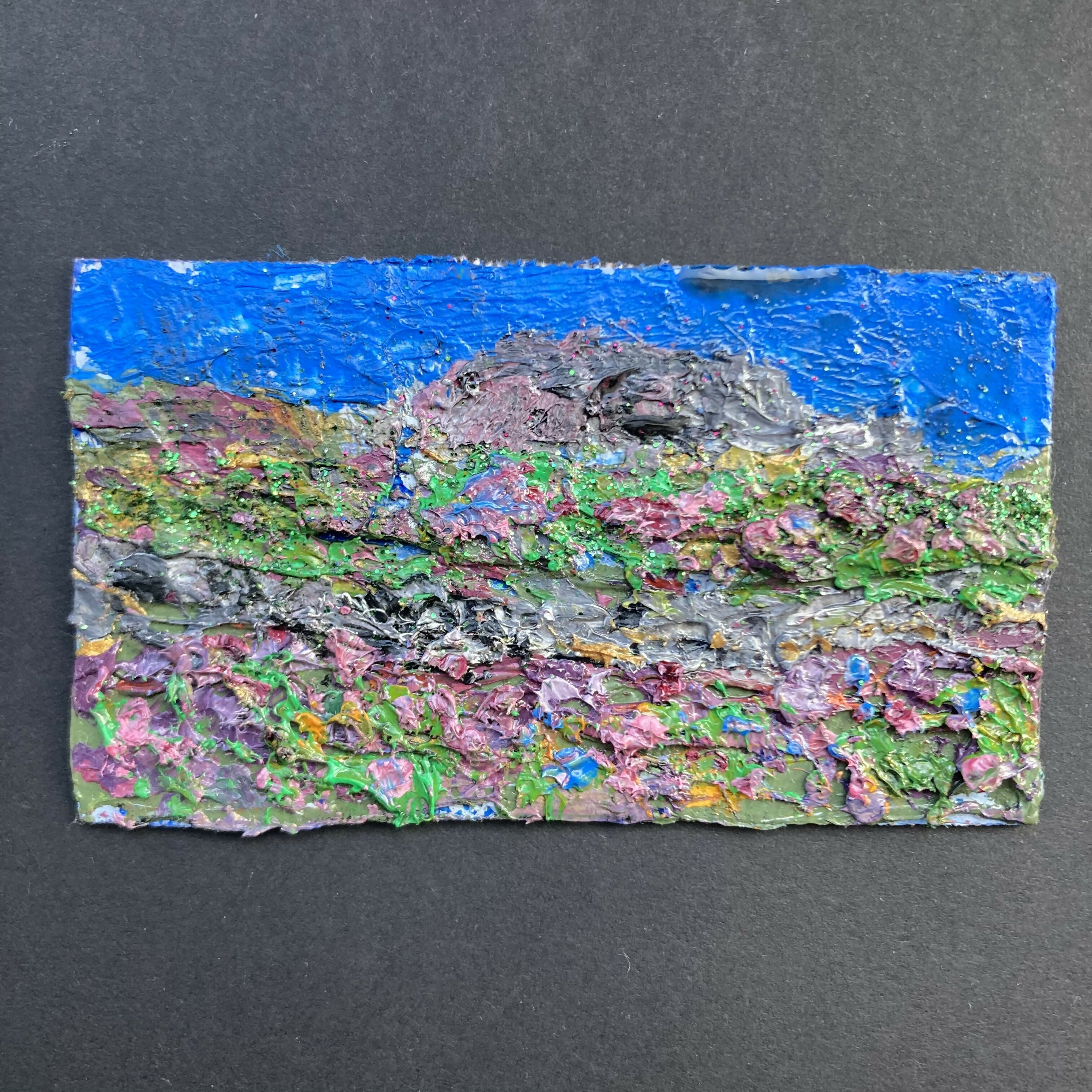 Heather On Moor Oil Painting Mini Canvas Fridge Magnet
