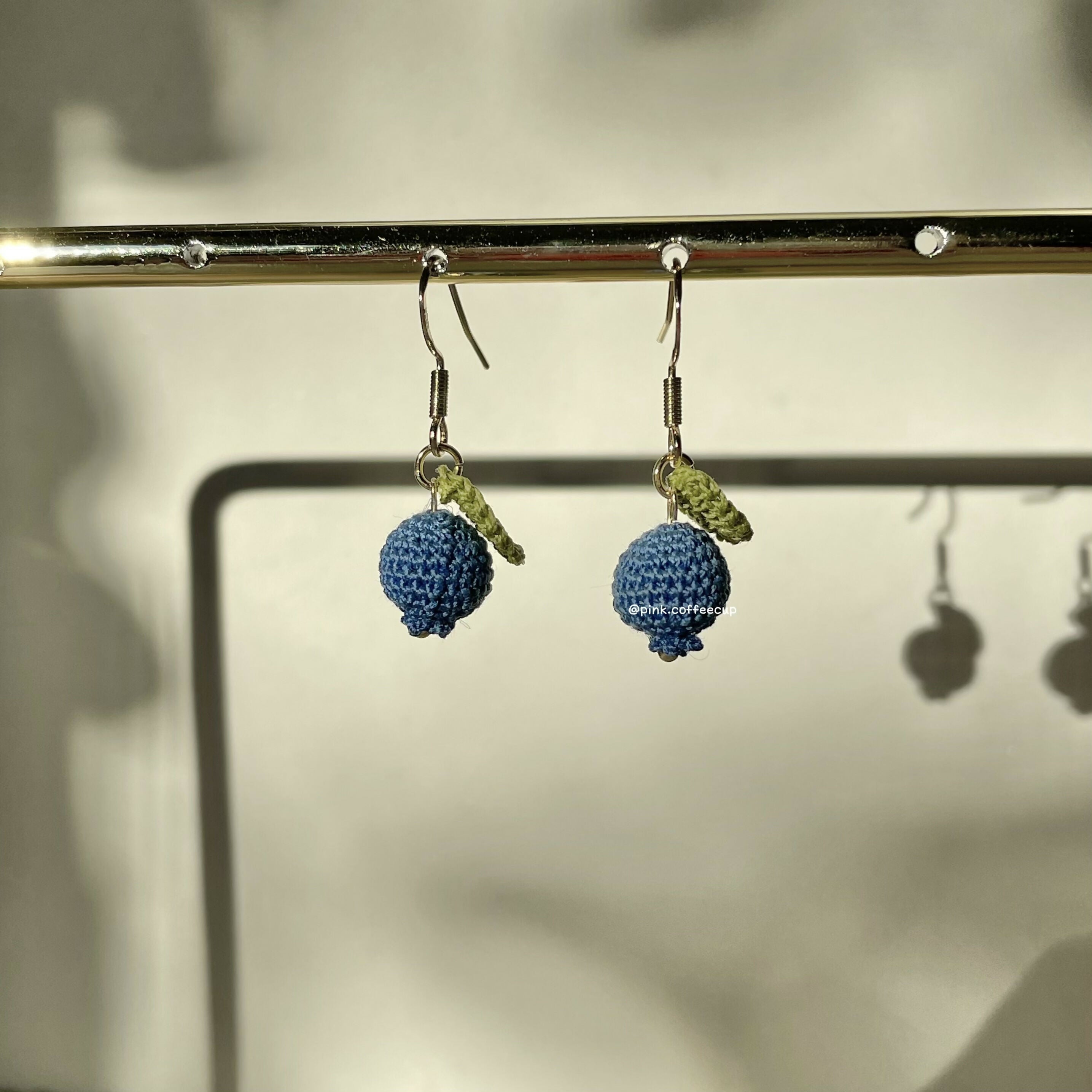 Micro Crochet Blueberry Drop and Dangle Earrings