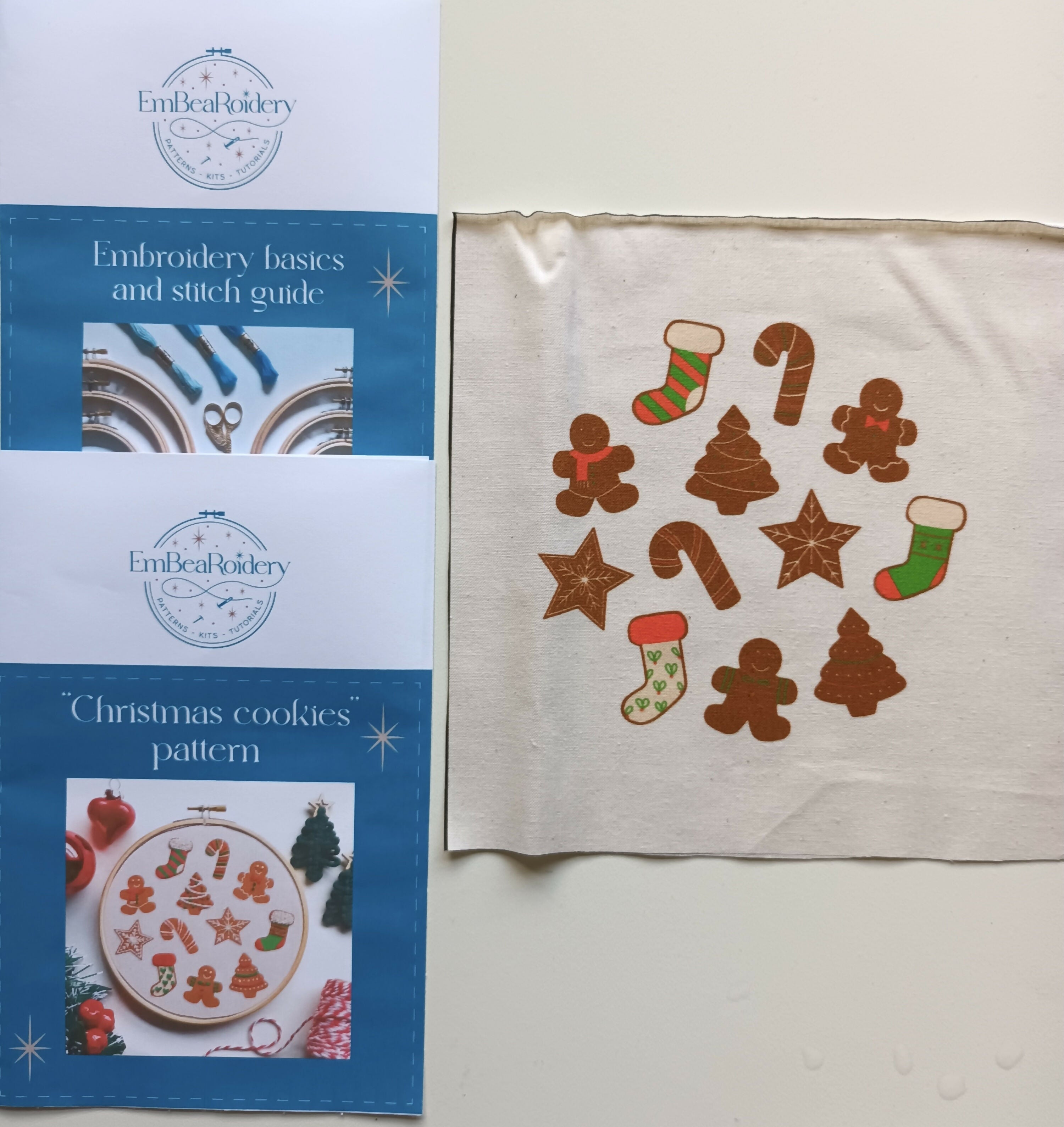 Preprinted Embroidery Pattern For Beginners - Christmas Cookies