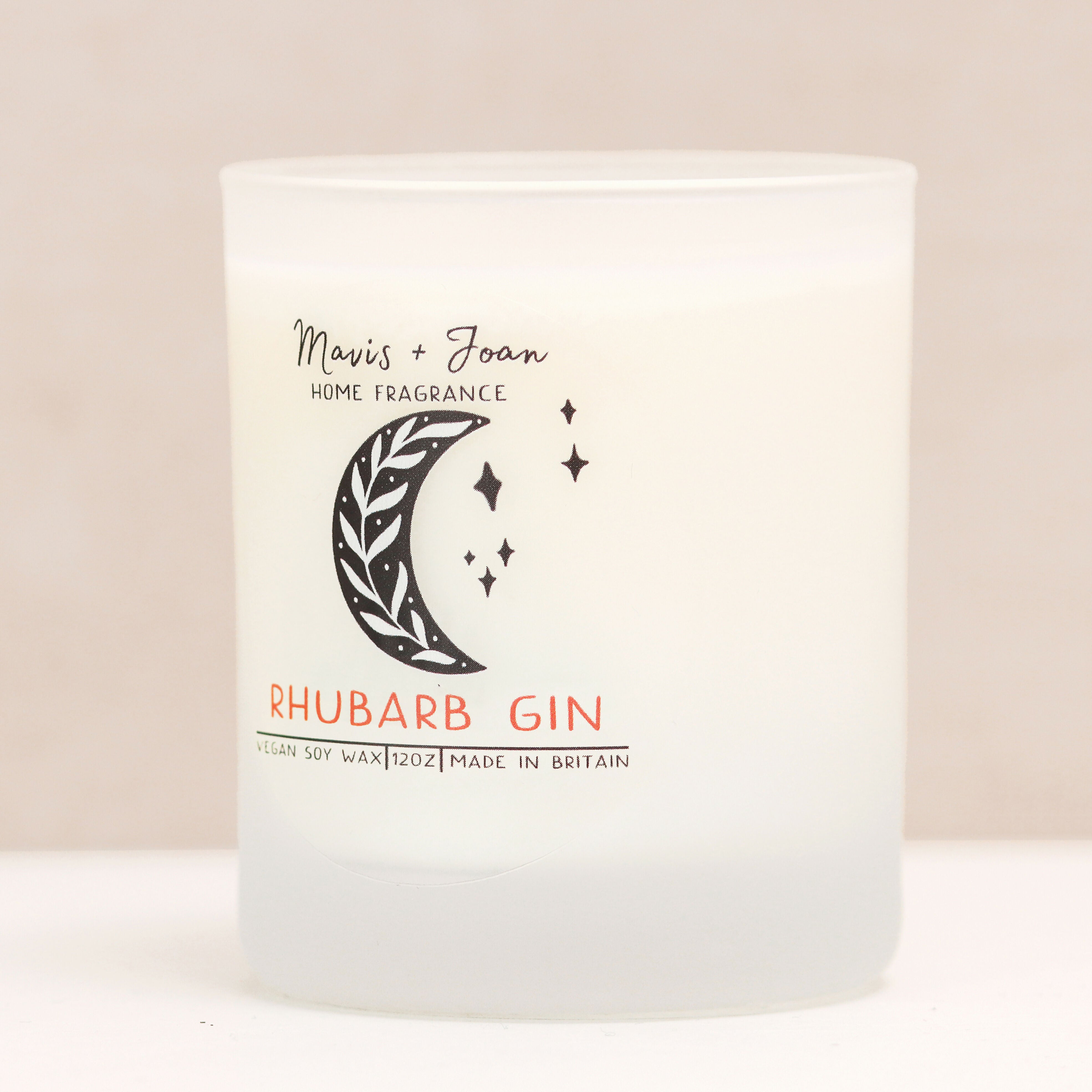 Rhubarb Gin Glass Jar Soy Wax Candle In A Frosted Glass Jar