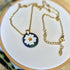 White Flower On Navy Circle Dangle Necklace