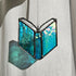 Textured Iridescent Green-Blue Book Stained Glass Suncatcher