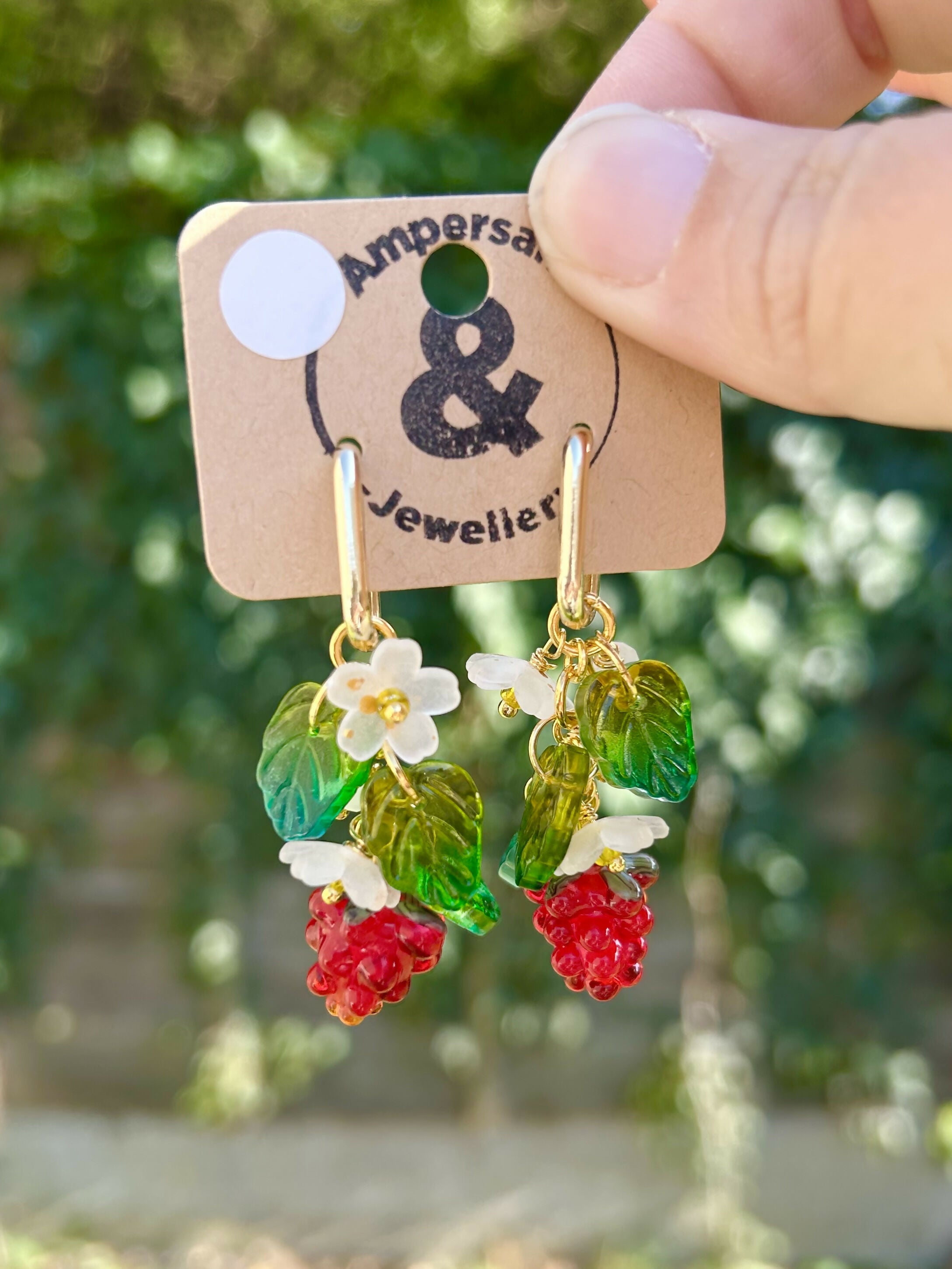 Berry Bramble Drop Hoop Earrings