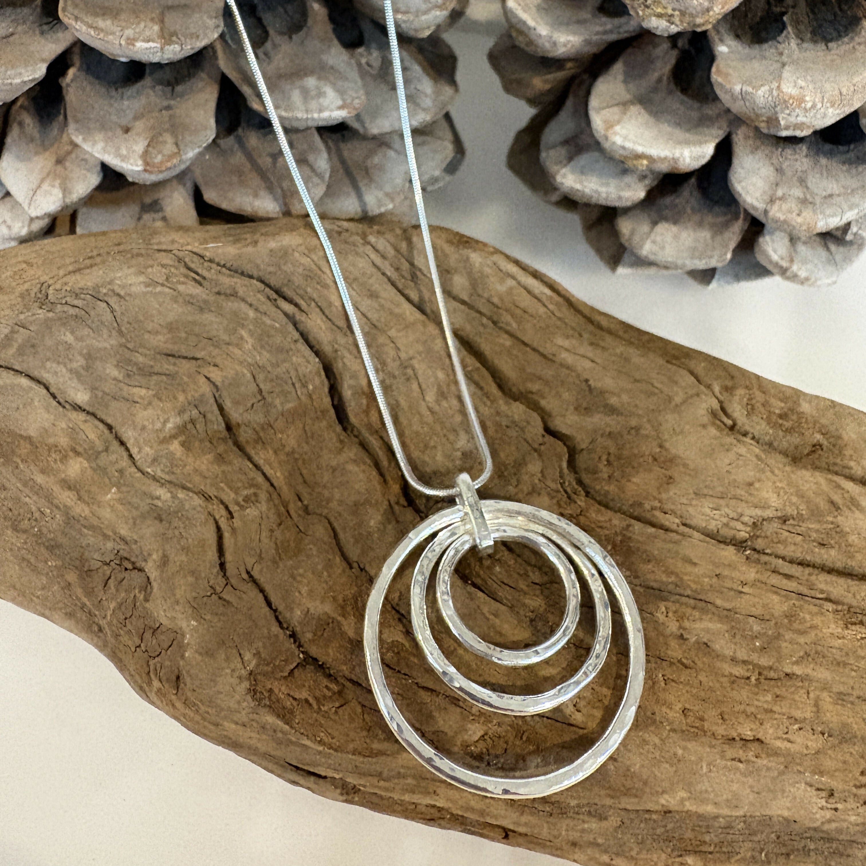 Sterling Silver 3 Circle Pendant Necklace
