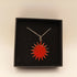 Bright Red Enamel Sunburst Pendant