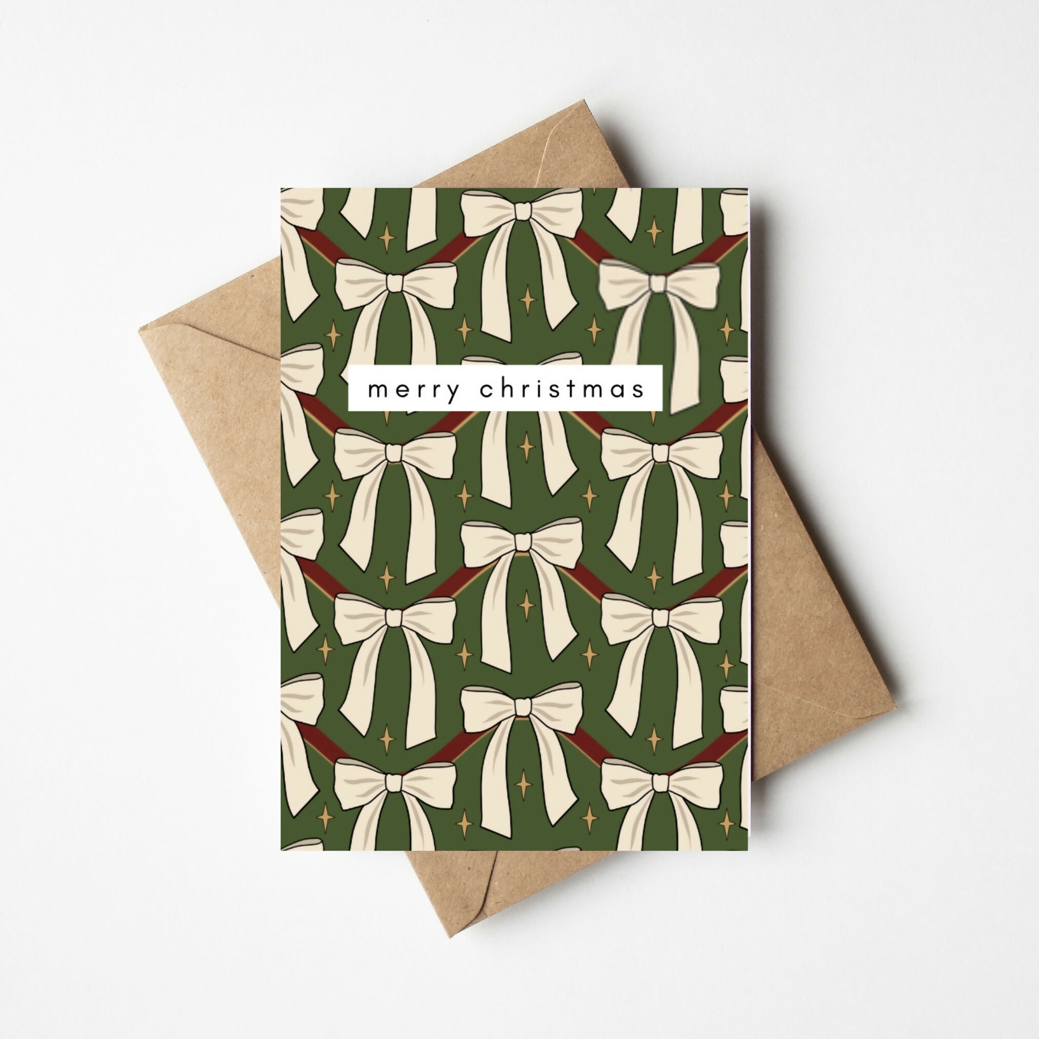 Bows & Stars Christmas card