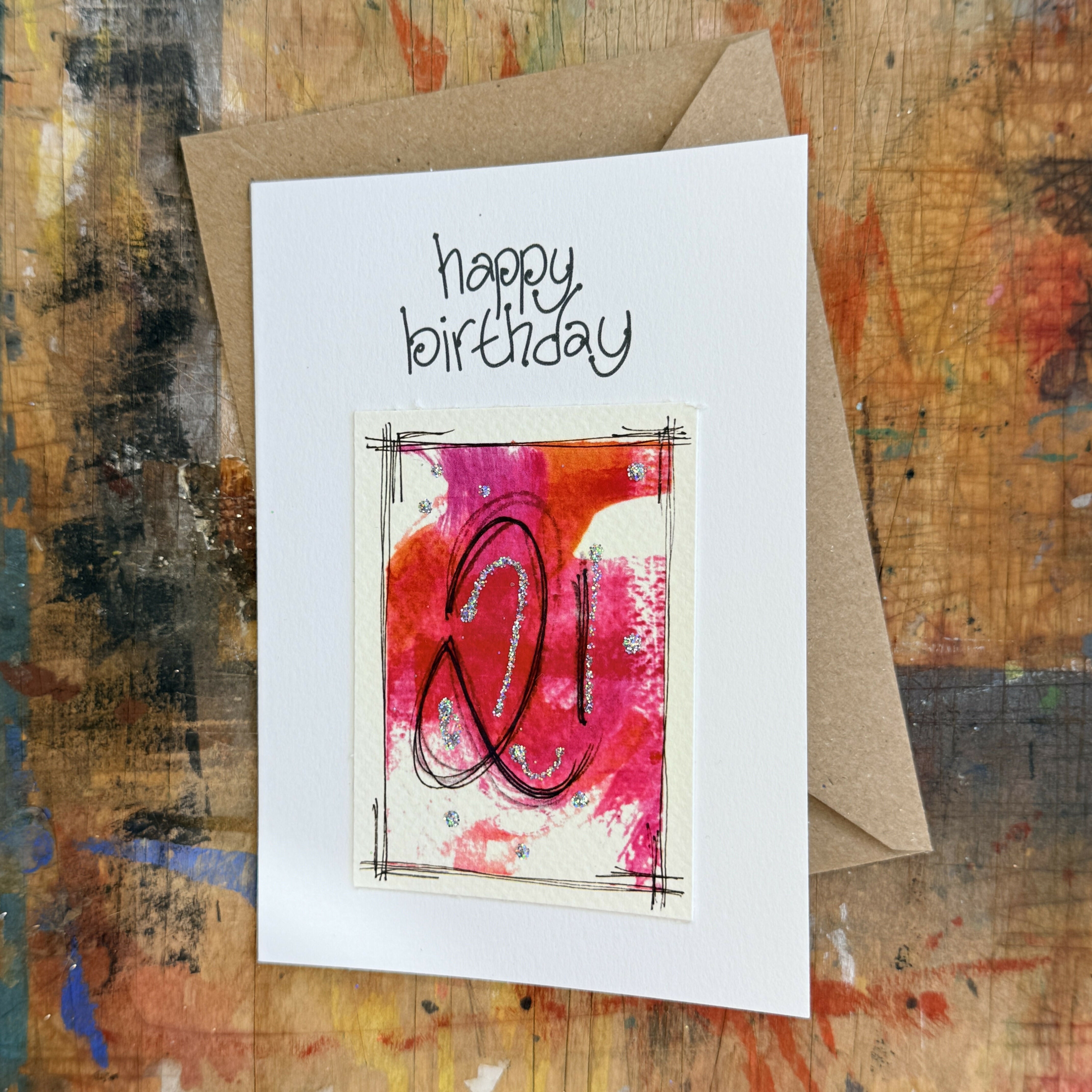 Abstract Sparkle 21st Birthday Card in Pink