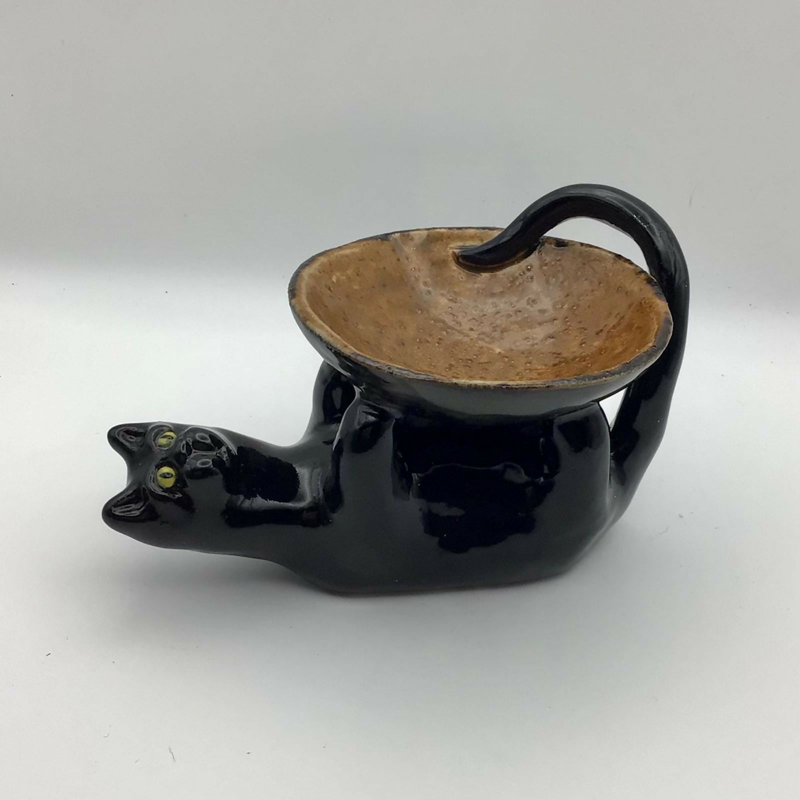 Lounging Black Cat Dish
