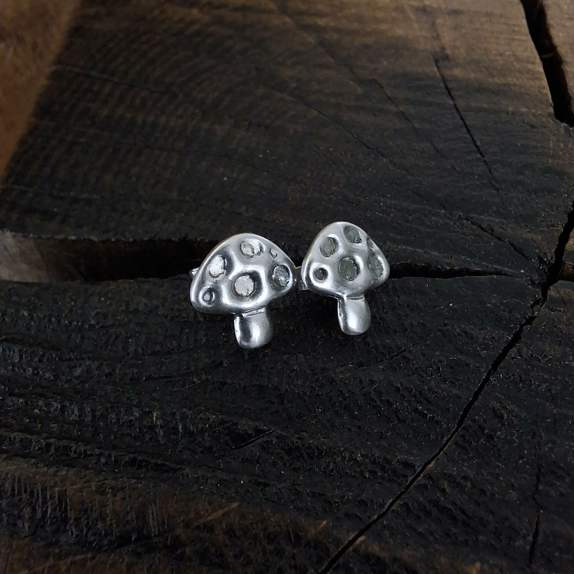 Handmade Silver Toadstool Studs
