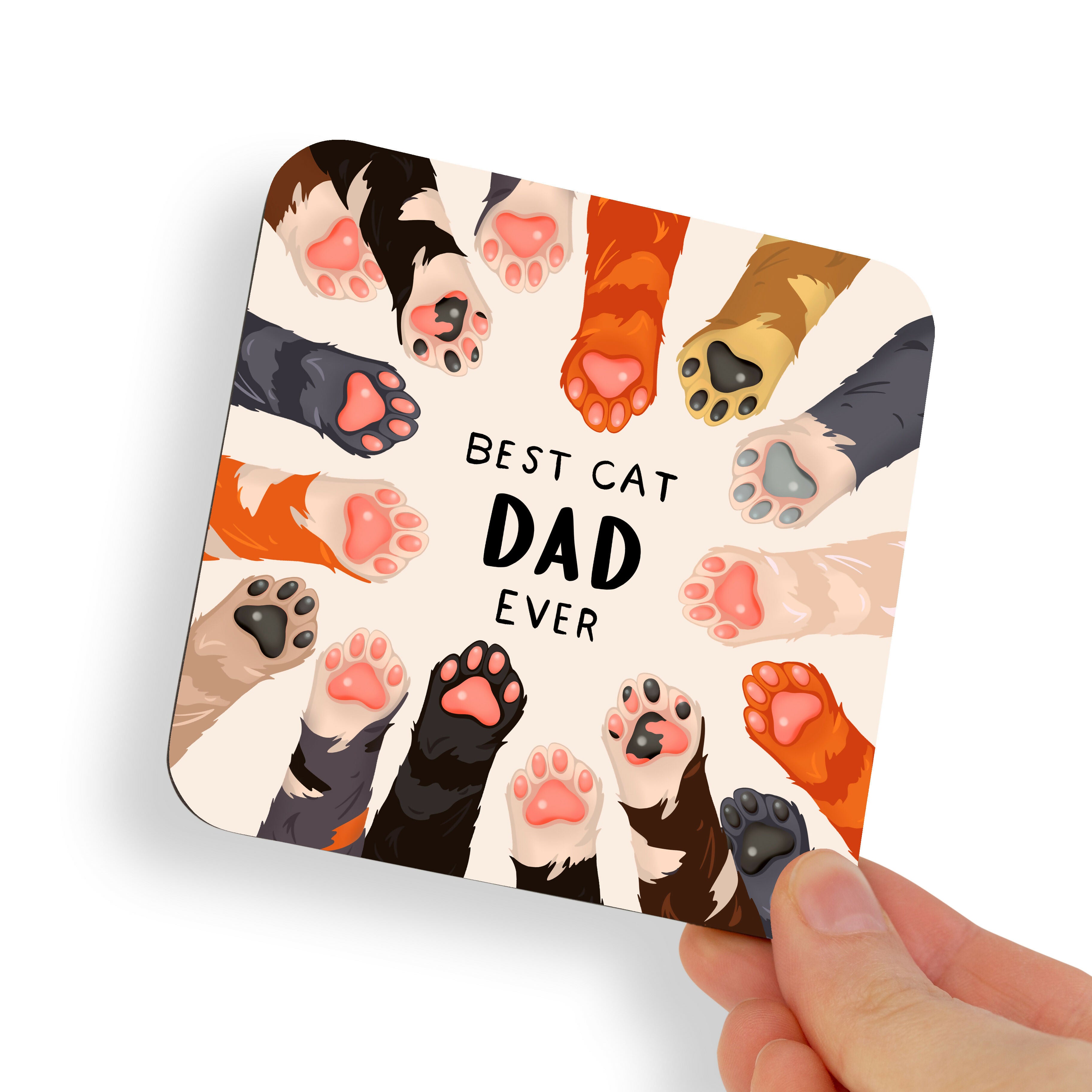 Best Cat Dad Cat Paws Coaster