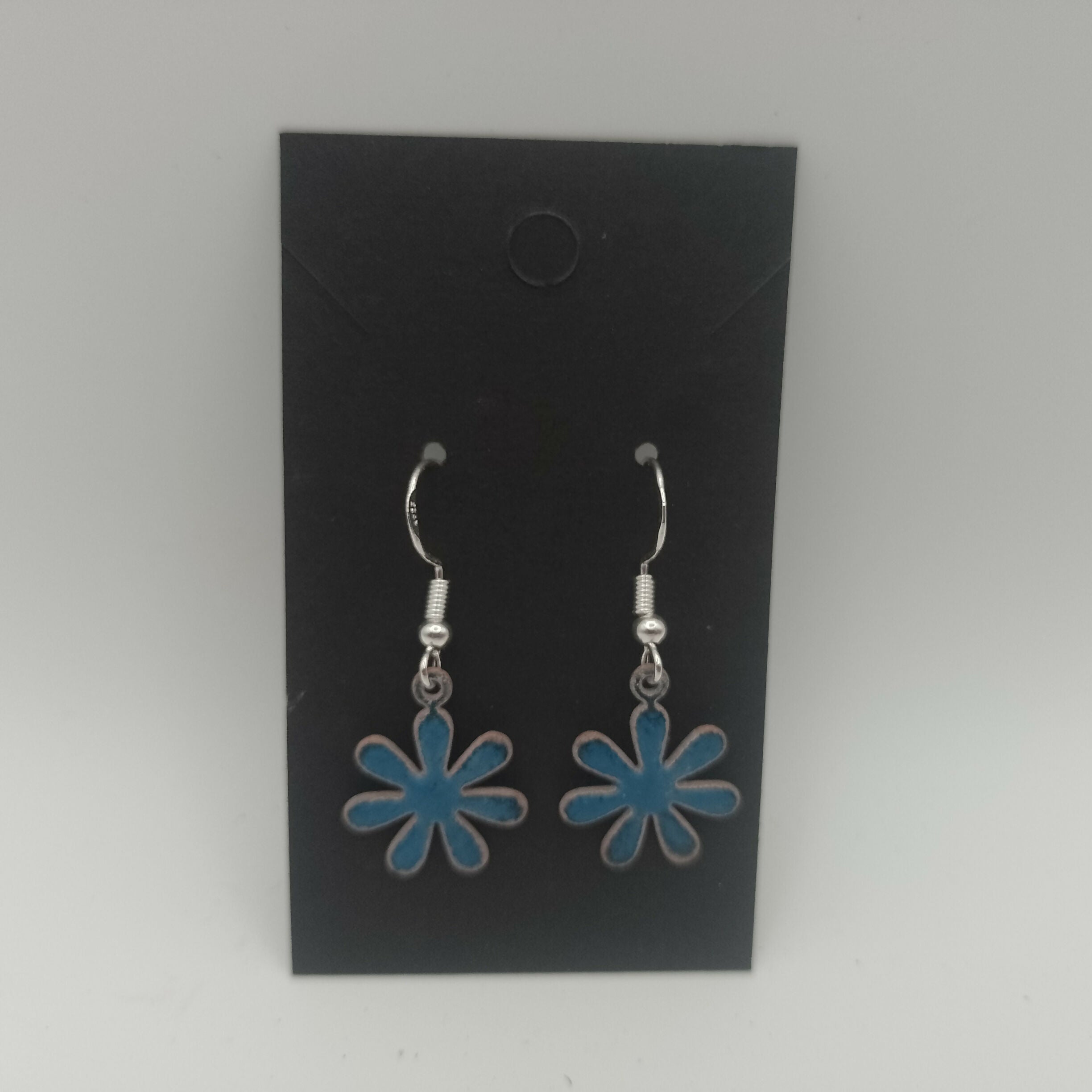 Blue Enamel Flower Earrings