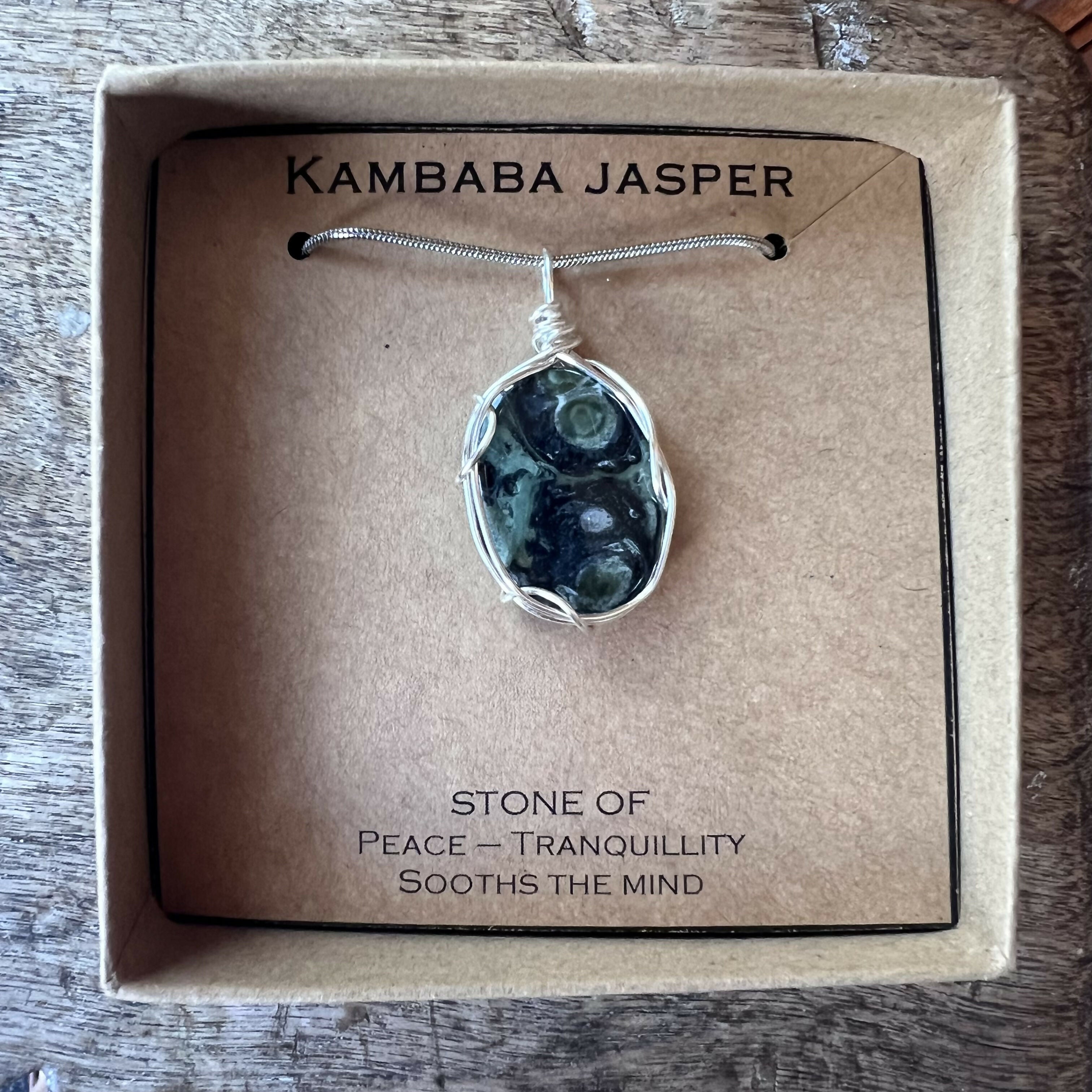 Kambaba Jasper Wire Wrapped Necklace