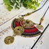 Sahara Necklace; Bold Rainbow Macramé Statement Pendant with Gold Spiral Wire Art