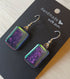 Fused Dichroic Glass Earrings in Purple With Sterling Silver Hooks