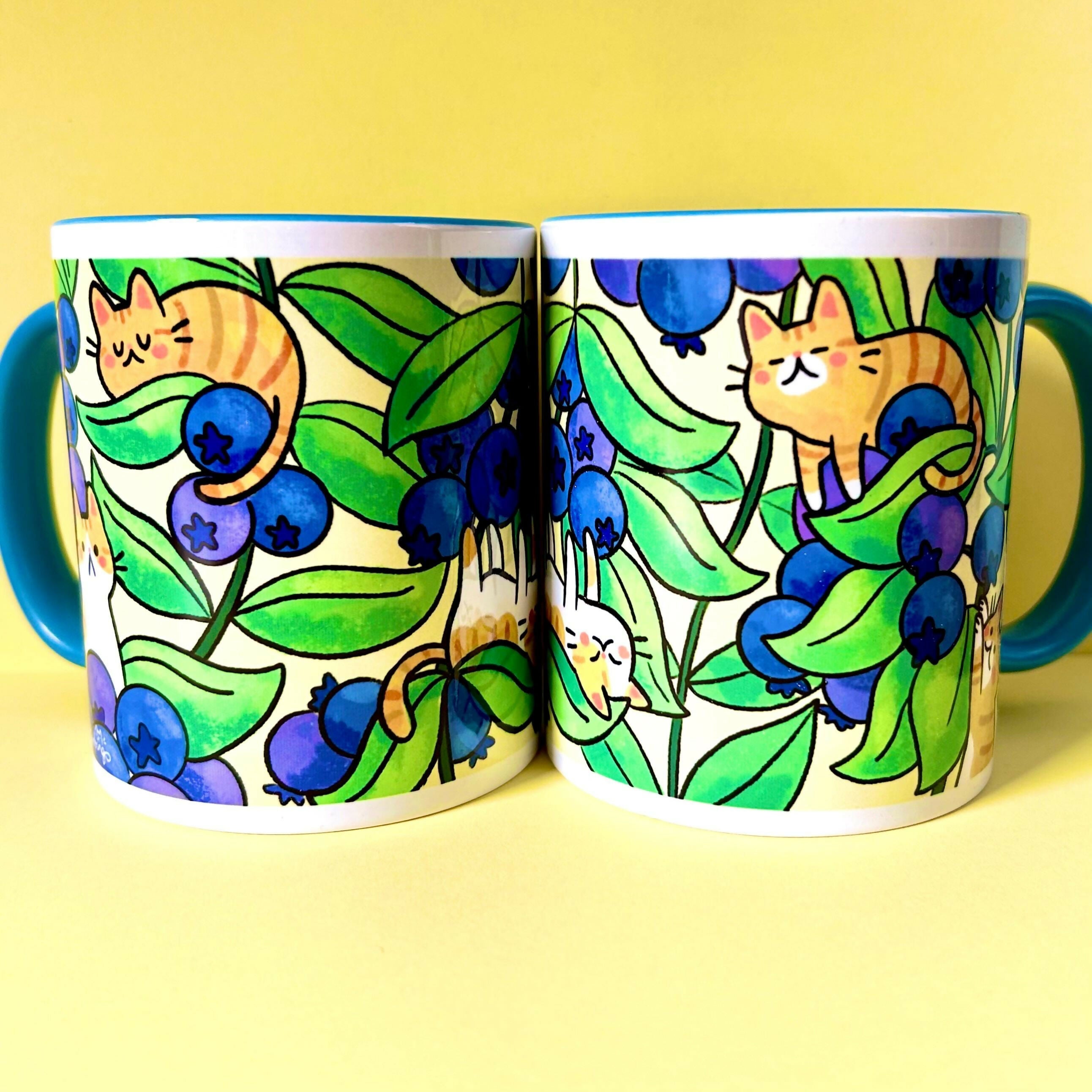 11oz Blue Blueberry Cat Mug