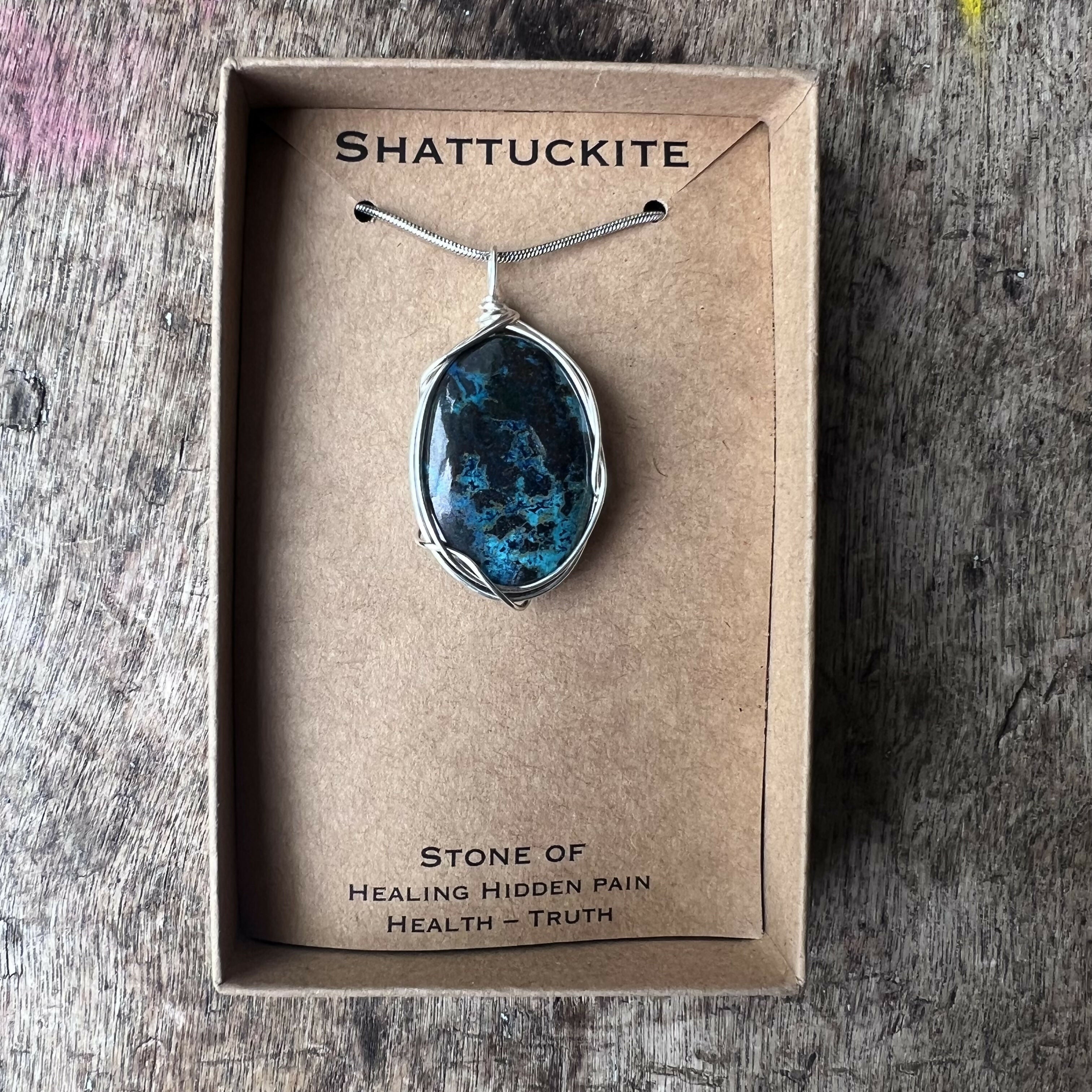 Shattuckite Wire Wrapped Necklace