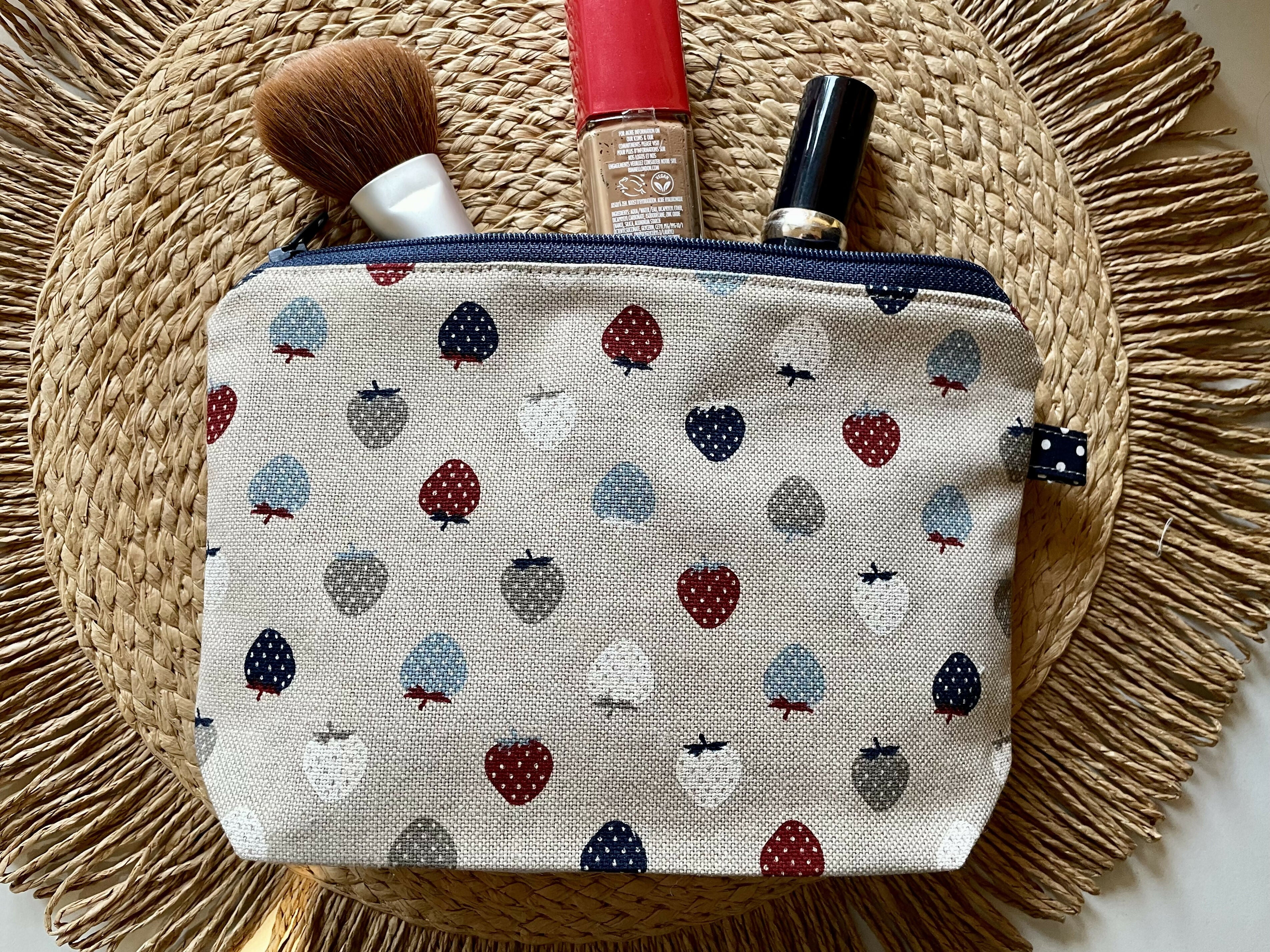 Strawberry Print Cosmetics Bag/ Makeup Bag.