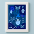 444 Angel Number Print Unframed A4 Blue