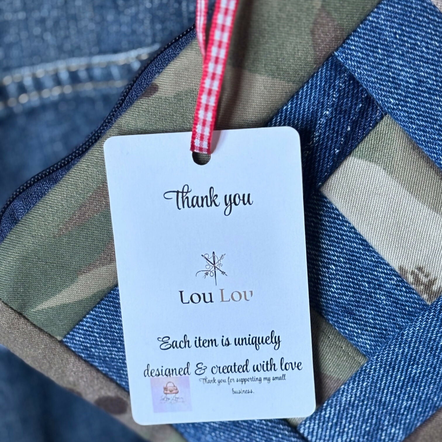 Unique Handcrafted Camouflage Patchwork Purse Cosmetic Bag Made From Upcycled Jeans And Fabric