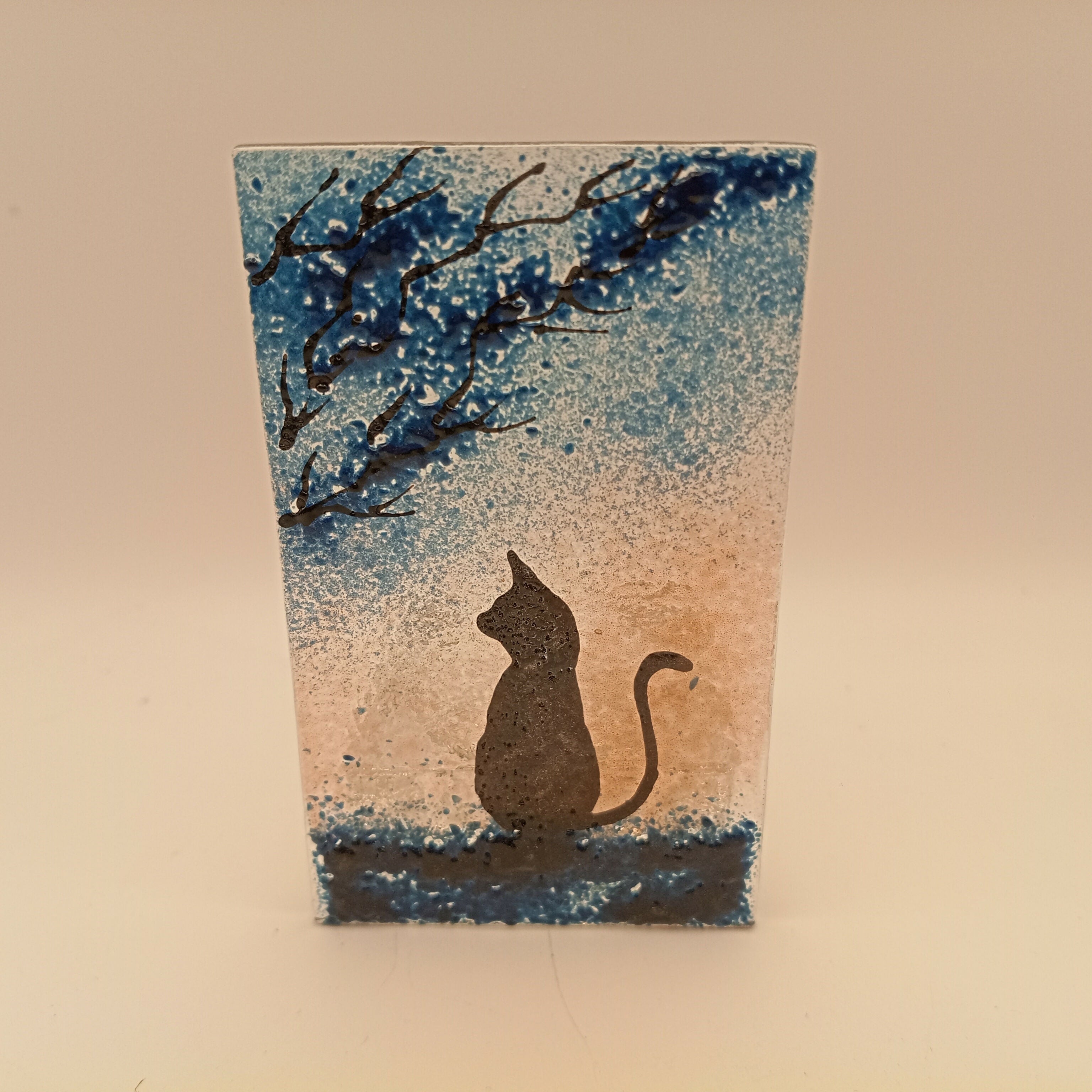 Fused Glass Cat Tealight