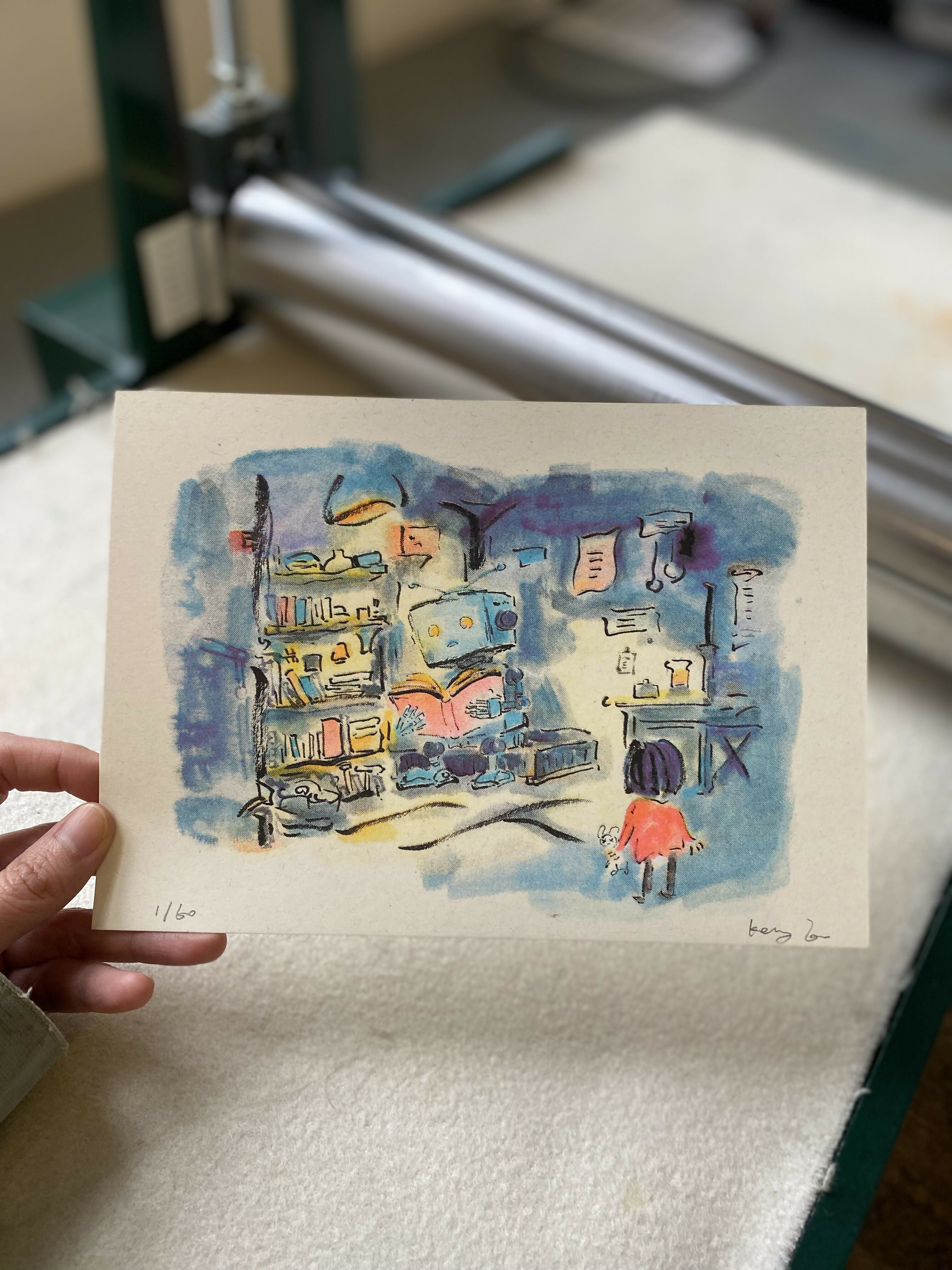 The Girl and the Robot Riso print