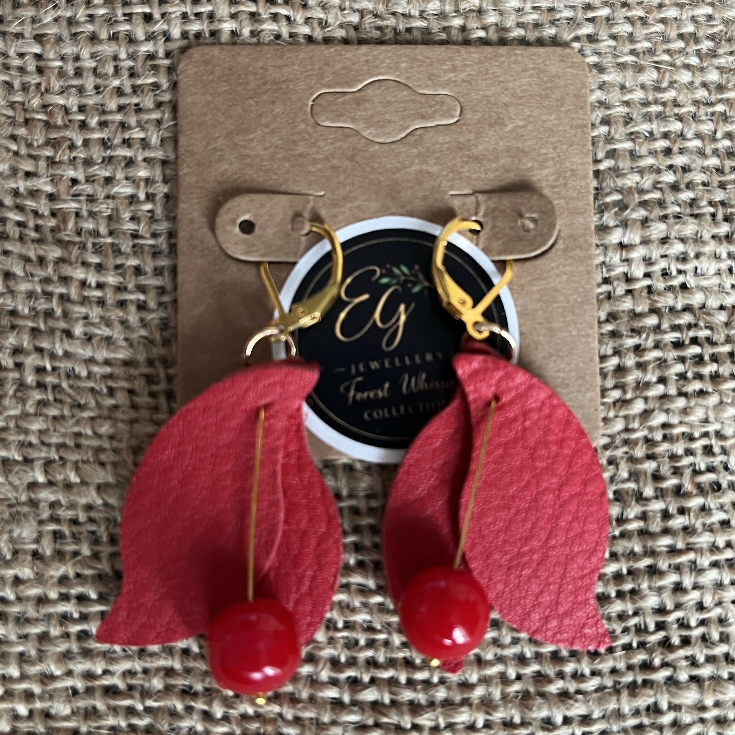 Forest Whisper Crimson Bloom Earrings