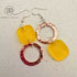 Yellow Mismatched Acrylic & Hand-Hammered Copper Earrings