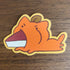 Orange Cat Eatin' Cheescake Vinyl Sticker