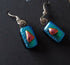 Fused Dichroic Glass Earrings in Green and Pink with Sterling Silver Hooks
